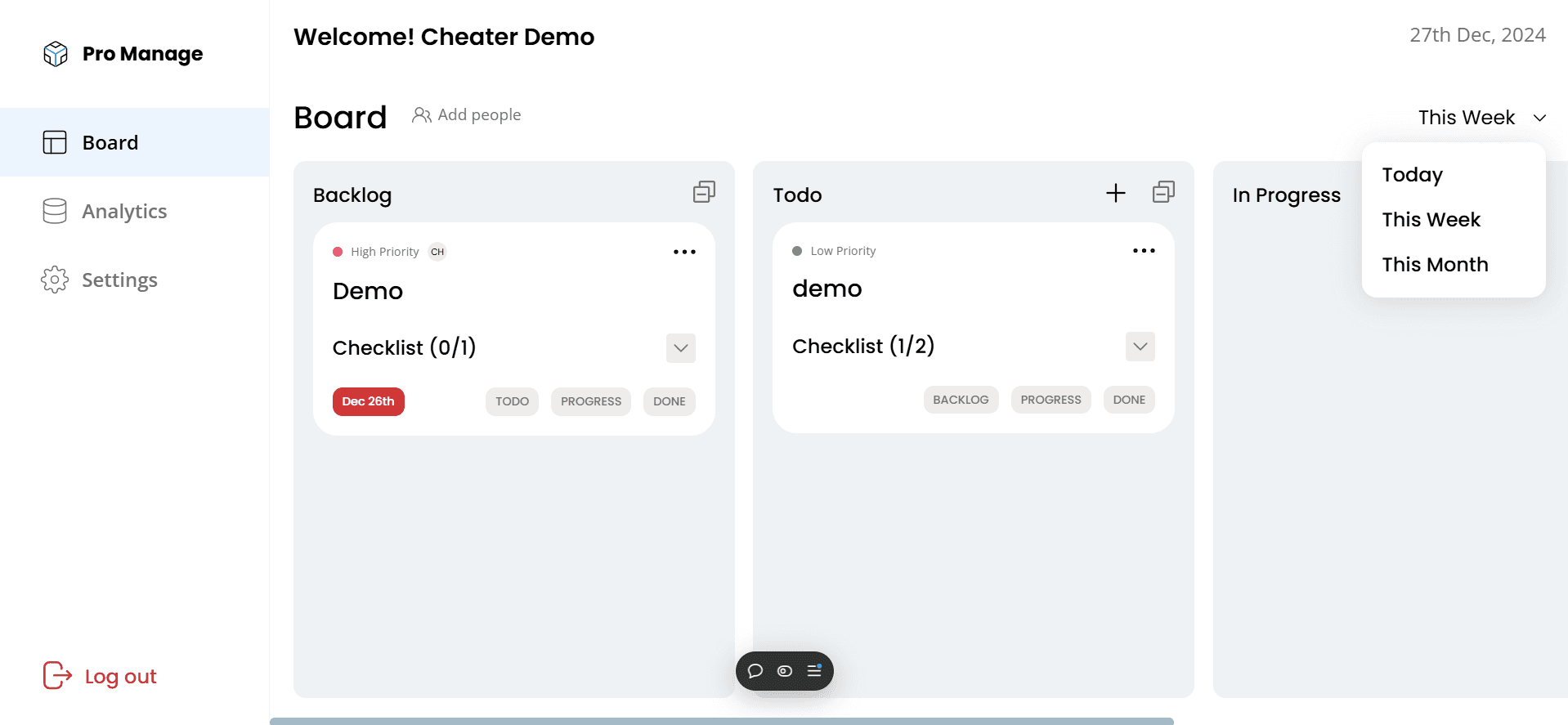 Pro-manage screenshot